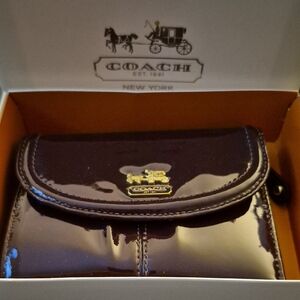 Coach Shiny Burgandy Leather Wallet